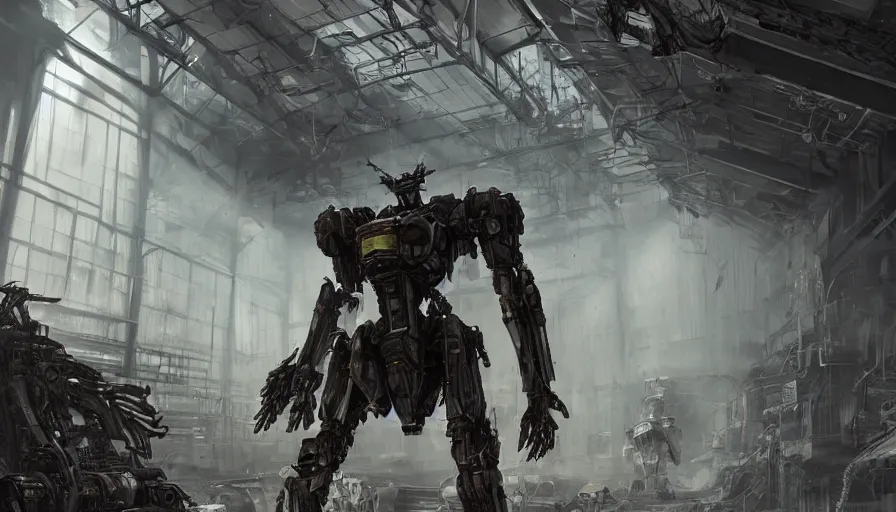 Prompt: mecha covered by cobwebs in an dusty warehouse, hyperdetailed, artstation, cgsociety, 8 k