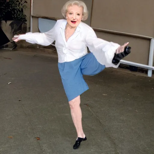 Prompt: Betty White doing parkour