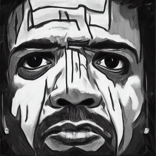 Prompt: detailed portrait of westside gunn, glitchcore, neo - impressionism, grayscale