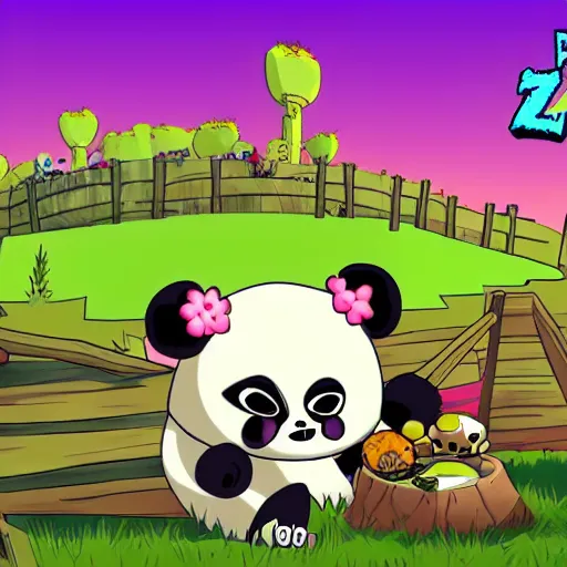 Image similar to panda zombie, animated film