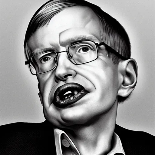 Image similar to a portrait of Stephen Hawking, hyper realism, studio lighting, professional,