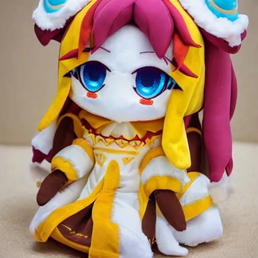 Prompt: cute fumo plush of a sun goddess, holy deity