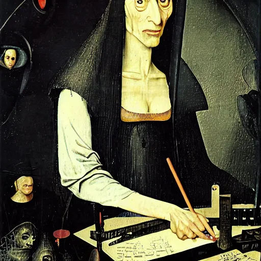 Image similar to diamanda galas by hieronymus bosch