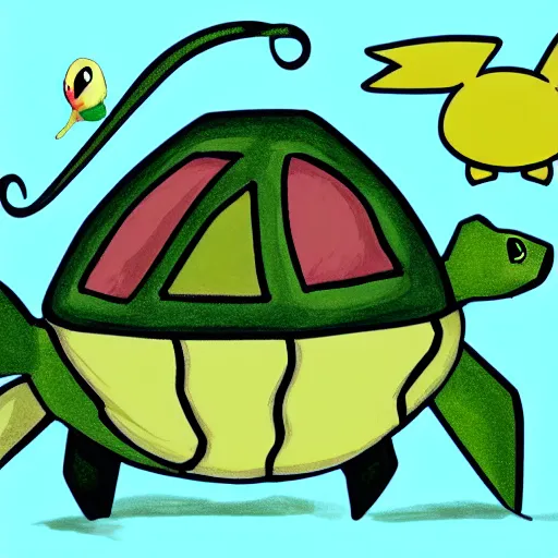 Image similar to illustration of an new pokemon inspired by an turtle, in pokemon artstyle, extremely coherent