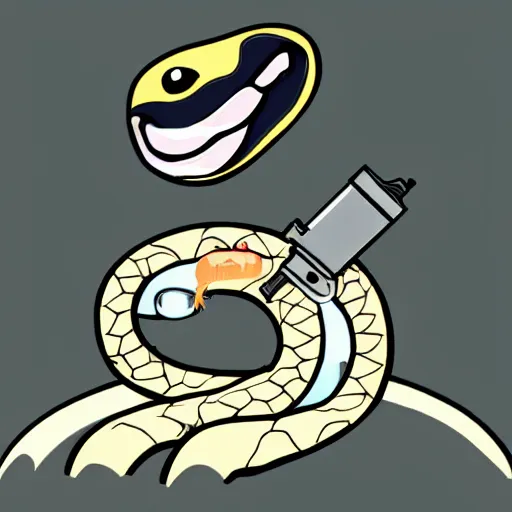 Image similar to Snake holding a gun