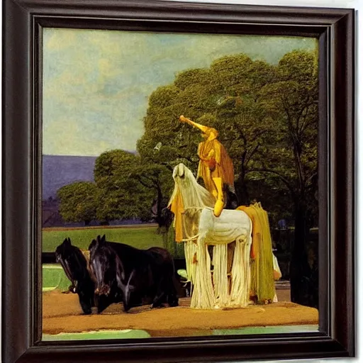 Prompt: offerings for the horse goddess by george stubbs by frederic remington