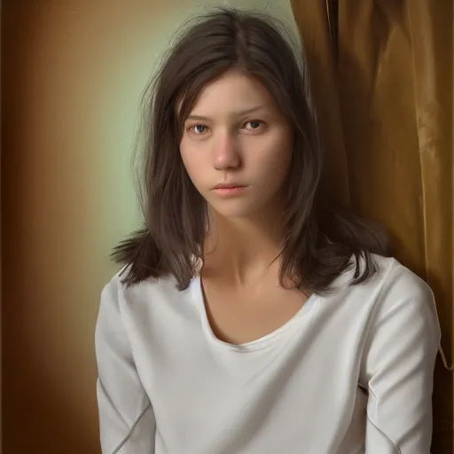 Image similar to female oil painting, teenagers, full body, realistic portrait, octane render 8 k, unreal engine, hd