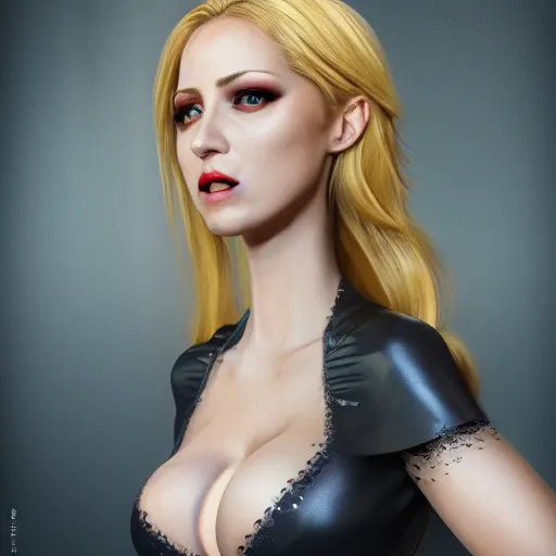 Prompt: Woman Vampire, goddess, detailed, high quality, 4k UHD, slim, curvy, blonde hair, realism, very coherent, high detail, hyper realism, blue eyes, 8K high definition, creative,