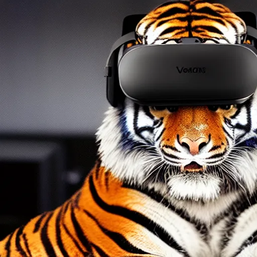 Image similar to a tiger wearing a vr headset