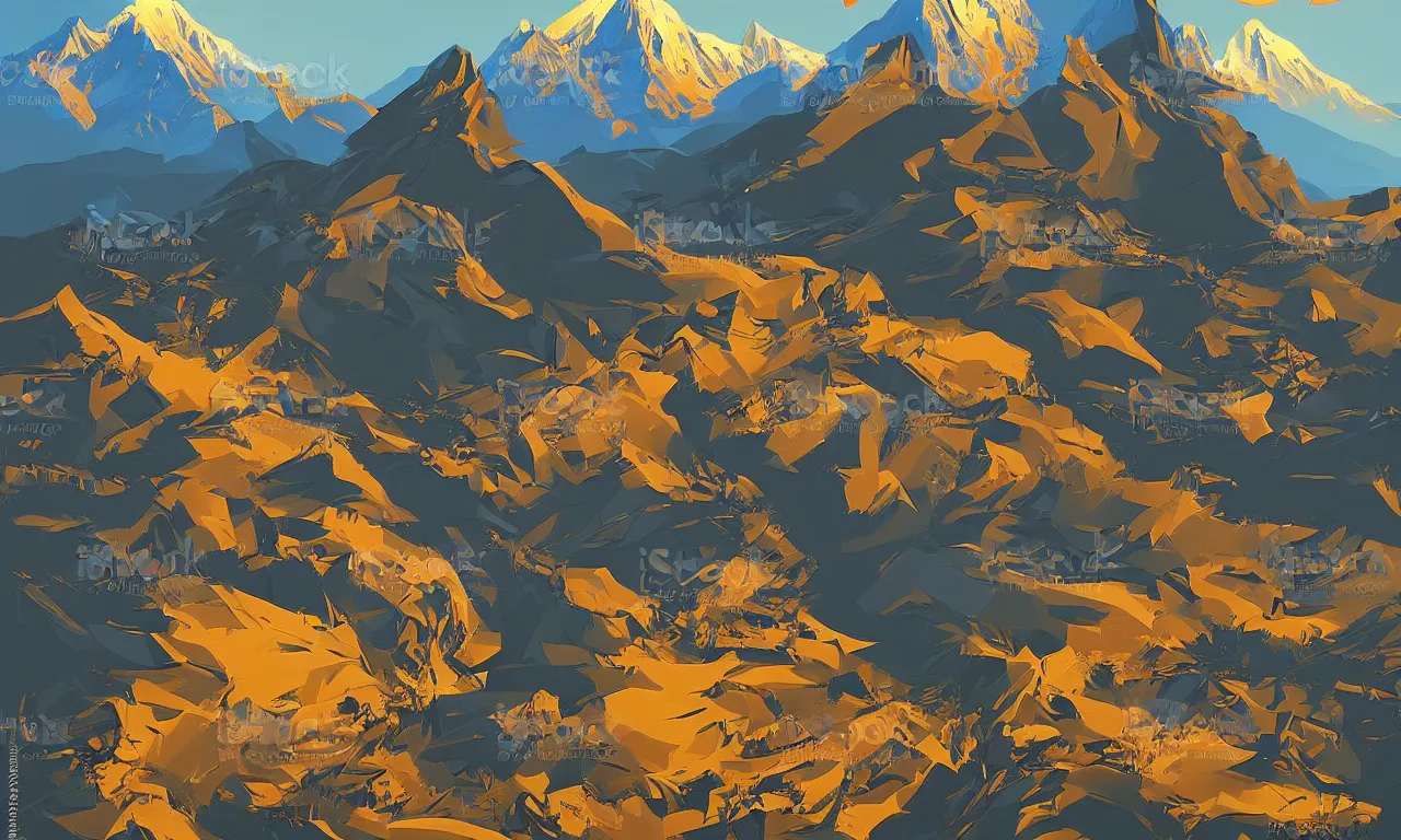 Prompt: Nepal, vector art, trending on artstation, 30mm, by Noah Bradley