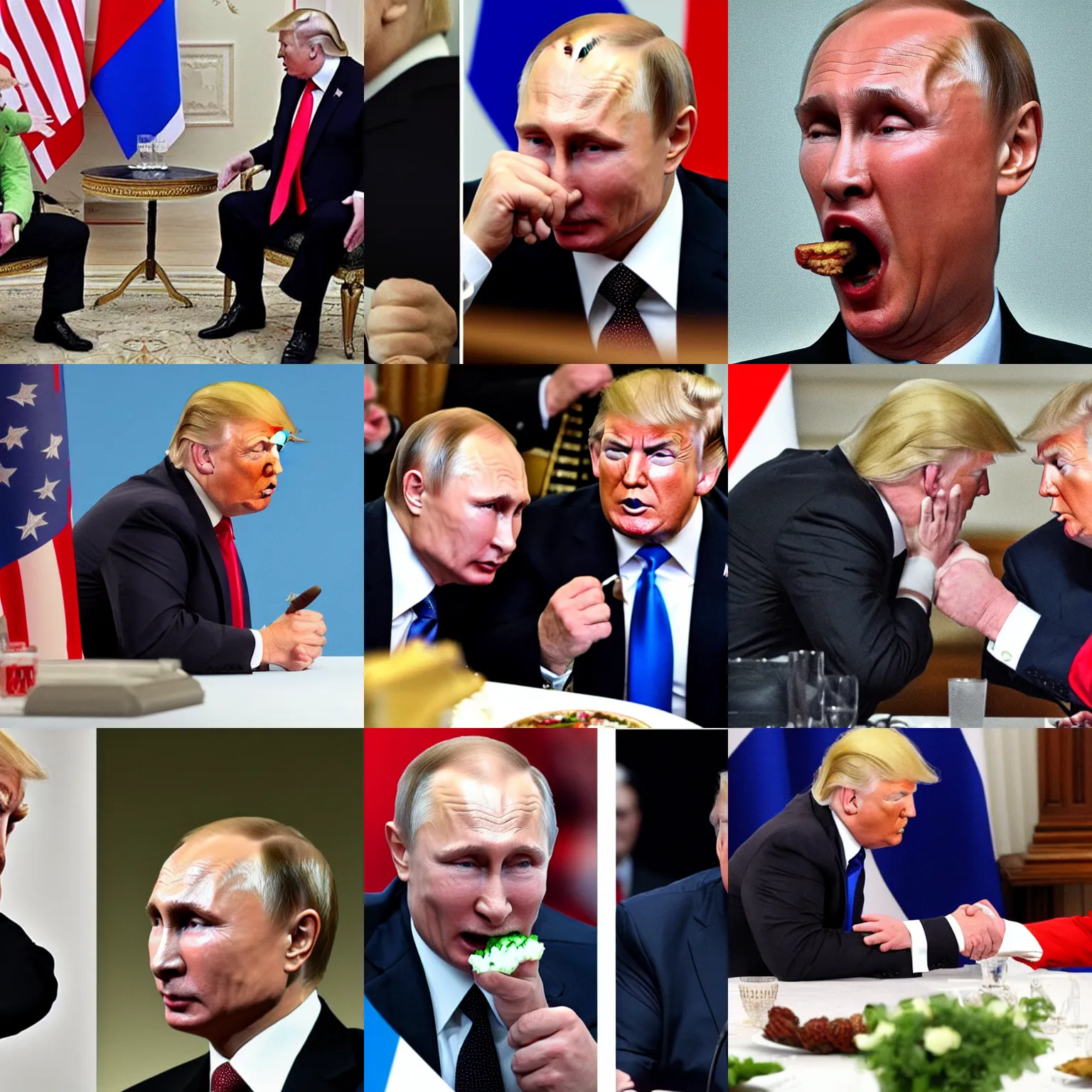 Prompt: Putin eating Trump
