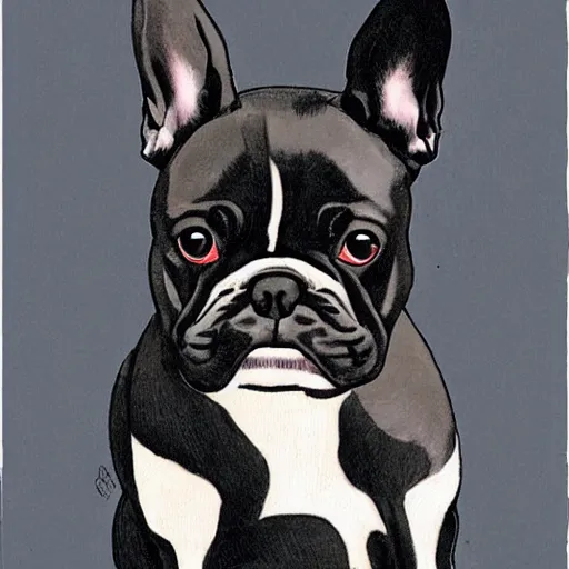 Image similar to black french bulldog by satoshi kon