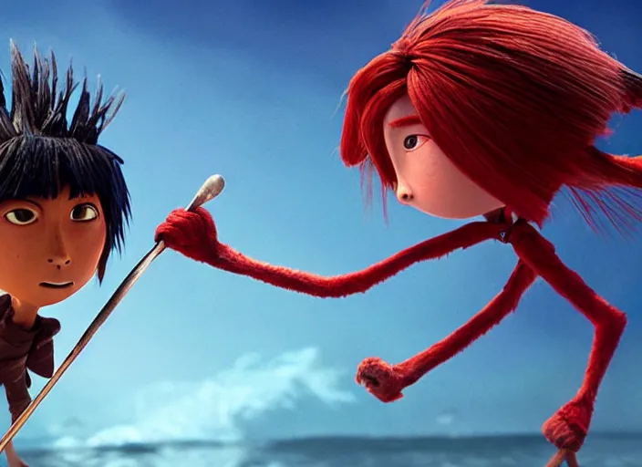 Image similar to A very high resolution image from a new movie, stop motion, Animated film Kubo, Kubo and the Two Strings, directed by wes anderson