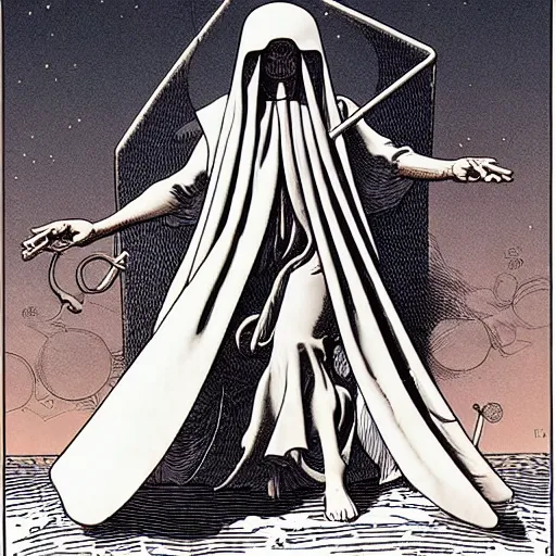 Image similar to hodie mihi cras tibi, memento mori, parce sepulto, ars by moebius