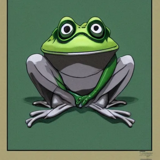 Prompt: anthropomorphic frog by studio ghibli, high detailed face,