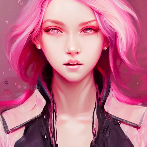 Image similar to teen girl, pink hair, gorgeous, amazing, elegant, intricate, highly detailed, digital painting, artstation, concept art, sharp focus, illustration, art by Ross tran