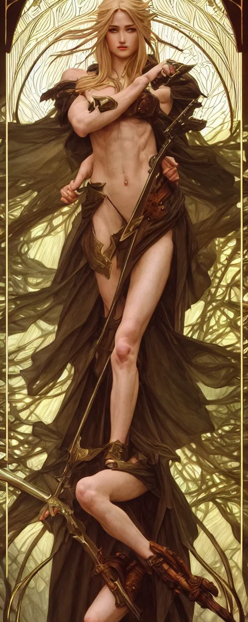 Prompt: perfectly detailed record of lodoss war tarot card!! blessed by nature with ever - increasing physical mental perfection, symmetrical! intricate, sensual features, highly detailed, biblical divine holy perfection!! digital painting, artstation, concept art, smooth, sharp focus, illustration, art by artgerm and greg rutkowski and alphonse mucha