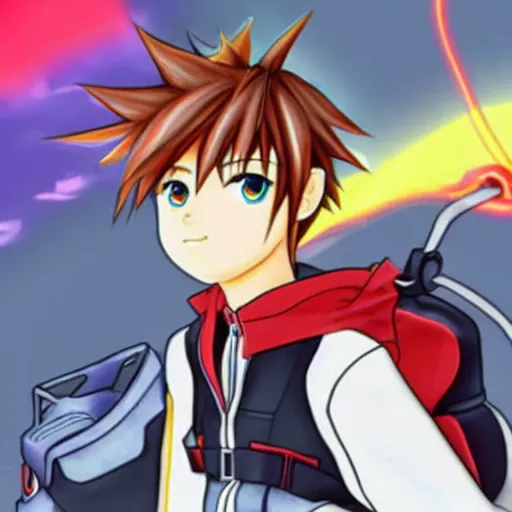 Image similar to sora from kingdom hearts as a character of neon genesis evangelion, hideaki anno