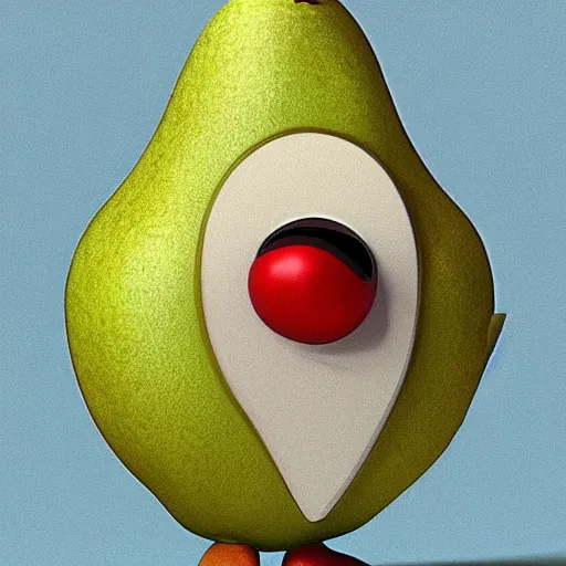 Prompt: an anthropomorphic pear in the style of a 3D pixar character