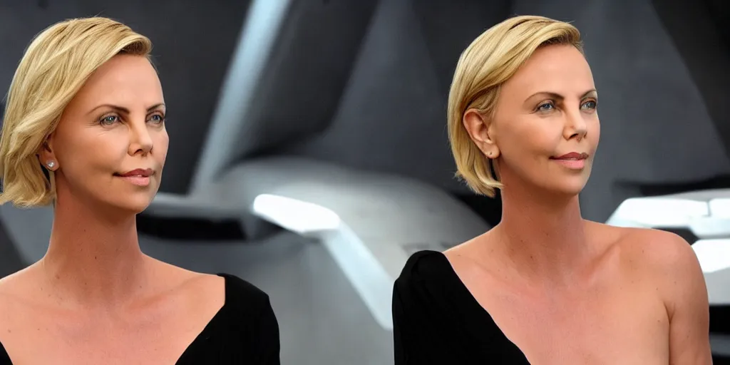 Image similar to Charlize Theron is the captain of the starship Enterprise in the new Star Trek movie