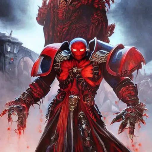 Prompt: Tom Holland as soul eating necromancer. epic game portrait. Highly detailed. Warhammer 40k art by Michelangelo