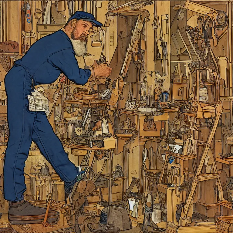 Image similar to a bad workman always blames his tools, highly detailed, 8 k resolution, visual art, art nouveau art