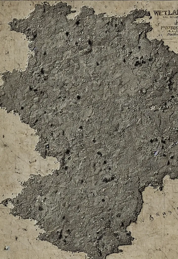 Image similar to a weathered detailed map of a deserted island that shows the location of a pirate’s buried treasure