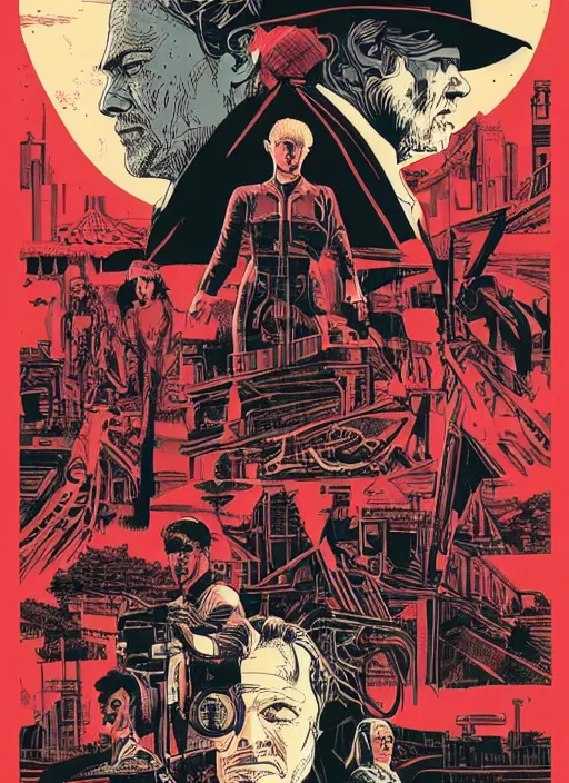 Prompt: alternative movie poster for westworld by laurie greasley and tristan eaton