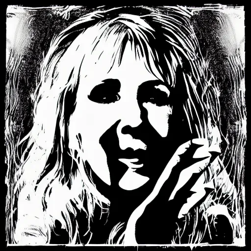 Image similar to stevie nicks playing guitar and singing, sticker - art, svg vector, adobe - illustrator