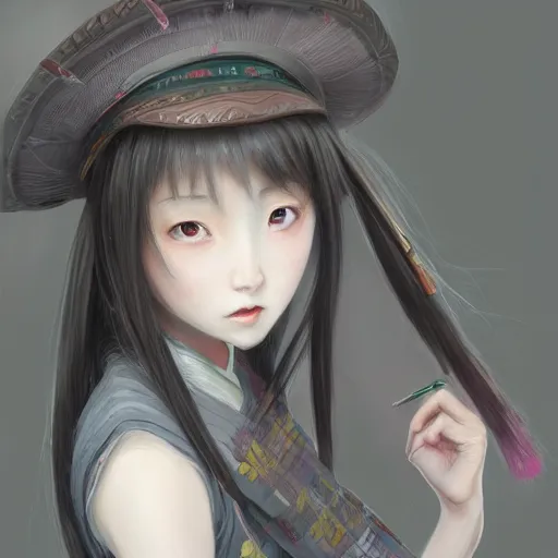 Image similar to dynamic composition, motion, ultra-detailed, incredibly detailed, a lot of details, amazing fine details and brush strokes, colorful and grayish palette, smooth, HD semirealistic anime CG concept art digital painting, watercolor oil painting of a Japanese schoolgirl, by a Chinese artist at ArtStation, by Huang Guangjian, Fenghua Zhong, Ruan Jia, Xin Jin and Wei Chang. Realistic artwork of a Chinese videogame, gradients, gentle an harmonic grayish colors.