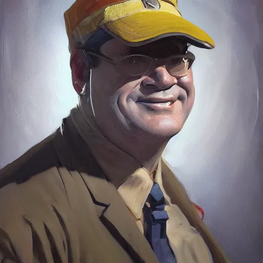 Prompt: greg manchess portrait painting of ghostbuster dan akroyd's appearance dr. raymond stantz overwatch character, medium shot, asymmetrical, profile picture, organic painting, sunny day, matte painting, bold shapes, hard edges, street art, trending on artstation, by huang guangjian and gil elvgren and sachin teng