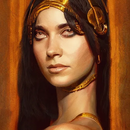 Prompt: Cleopatra portrait, atmospheric lighting, painted, intricate, volumetric lighting, beautiful, rich deep colors masterpiece, golden hour, sharp focus, ultra detailed, by Leesha Hannigan, Ross Tran, Thierry Doizon, Kai Carpenter, Ignacio Fernández Ríos