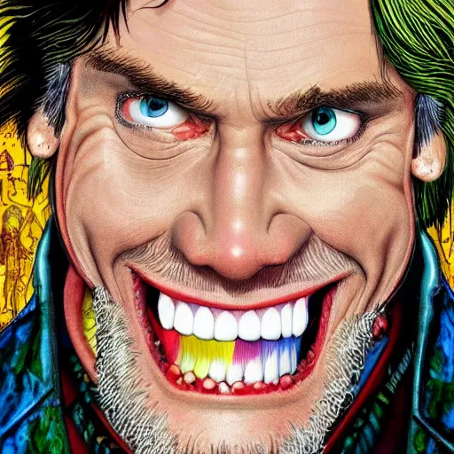 Prompt: cartoon of jim carrey by terry gilliam, hd, detailed, 4 k, award winning