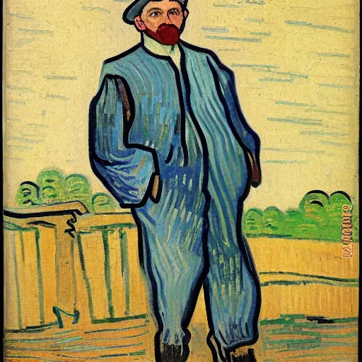 Prompt: nicholas williamson as an 1890s french peasant painted by vincent van gogh