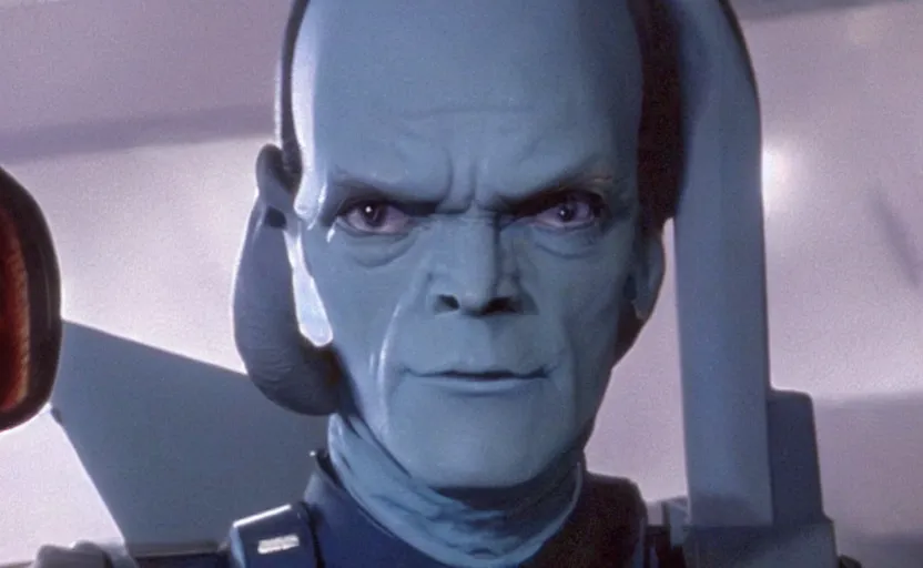 Image similar to grand admiral thrawn in empire strikes back, 1 9 8 0