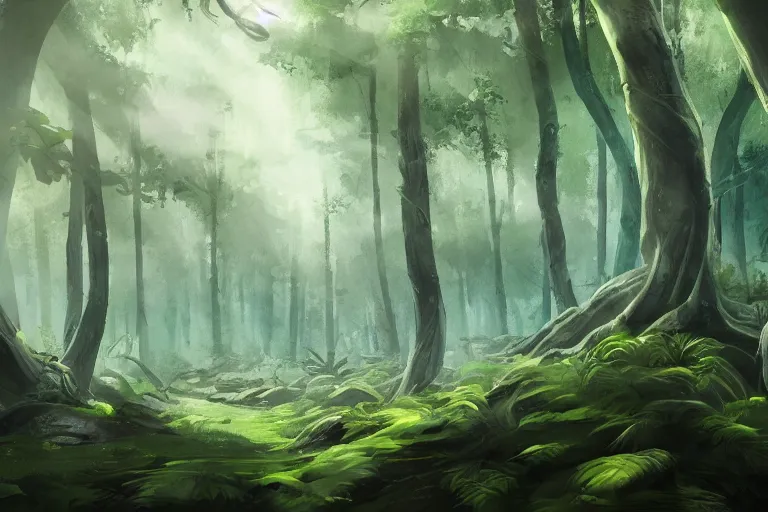 Image similar to lush forest, concept art trending on artstation,