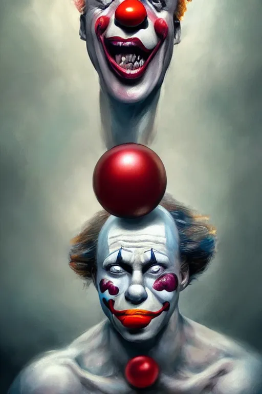 Image similar to Putin wearing Clown Makeup, anatomy, only two hands, highly detailed, digital painting, artstation, concept art, smooth, sharp focus, illustration, Unreal Engine 5, 8K, art by art by artgerm and greg rutkowski and edgar maxence