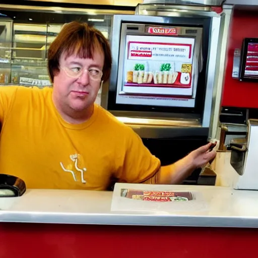 Prompt: bill hicks working in a mcdonalds