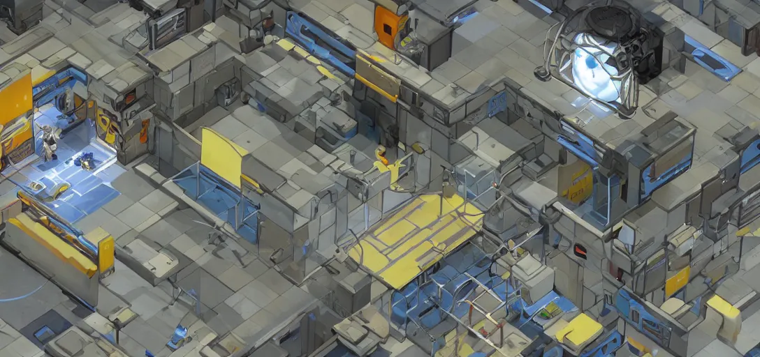 Prompt: Isometric View of Portal 2