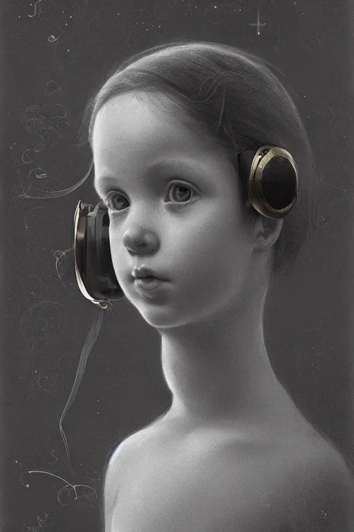 Image similar to a beautiful ultradetailed vintage photo of a child attached to a futuristic vr headset, by tom bagshaw and anna dittman, portrait, 2 4 mm lens, golden ratio composition, detailed face, studio photography, very detailed, humanoids, interconnected, artstation, 8 k, highly coherent