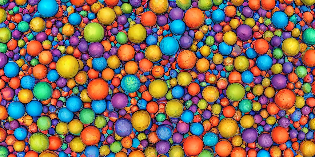 Image similar to 3 6 0 panorama escher style pattern of colorful balls, sculpture in the ancient greek style