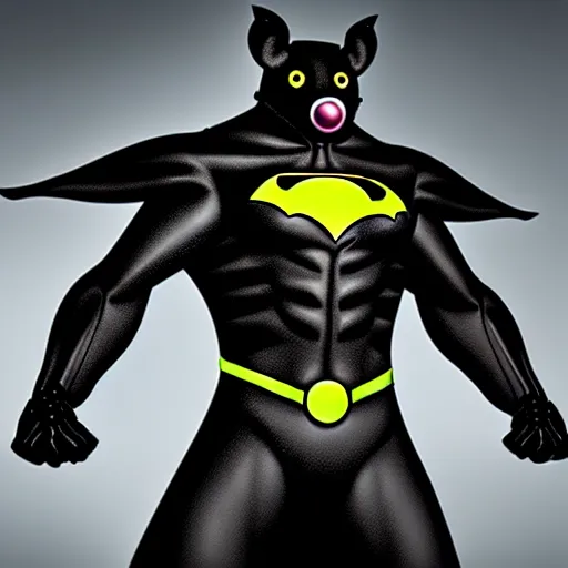 Image similar to hyper realistic digital art of ratman, a superhero with the powers of a rat in a black armor with a logo of the letter r on it, highly detailed, beautiful, very realistic, ultra hd, unreal engine