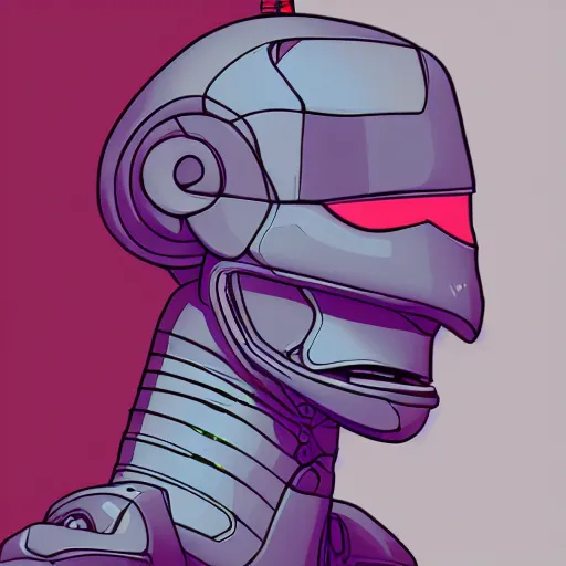 Image similar to cyberpunk robotic squidward, sharp lines, digital, artstation, colored in