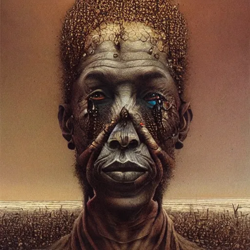 Image similar to mi khalifa painted by beksinski highly detailed