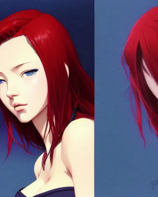 Image similar to portrait Anime girl Scarlet Johanson. fine-face, pretty face, realistic shaded Perfect face, fine details. Anime. realistic shaded lighting by Ilya Kuvshinov katsuhiro otomo ghost-in-the-shell, magali villeneuve, artgerm, rutkowski, WLOP Jeremy Lipkin and Giuseppe Dangelico Pino and Michael Garmash and Rob Rey in official suit