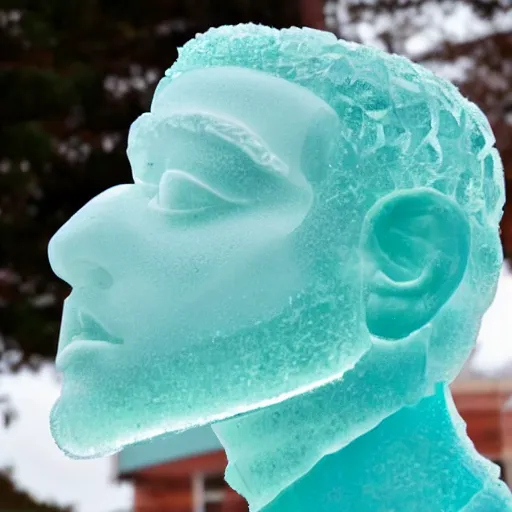 Image similar to an ice sculpture of Mark Zuckerberg