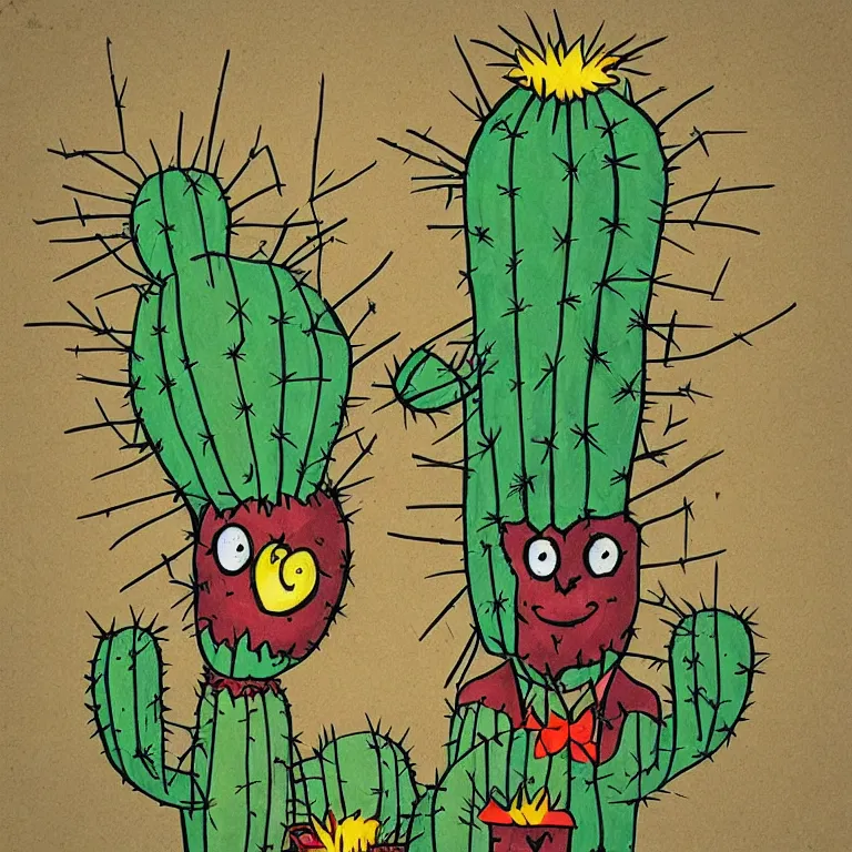 Prompt: “ a cactus scarecrow in the style of the art of hylics ”