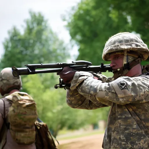 Prompt: a soldier gearing up to charge into battle