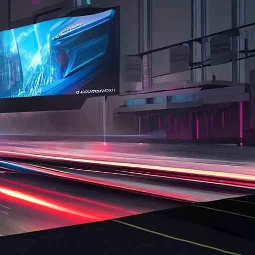 Image similar to sci-fi cars race : near wall structure on : the coronation of napoleon painting : and digital billboard in the middle, in style of zaha hadid, suprematism composition, unreal engine 5, keyshot, octane, artstation trending, in lighting of blade runner 2049, ultra high detail, ultra photo realistic, 8k, 16k, in plastic, dark, tilt shift,