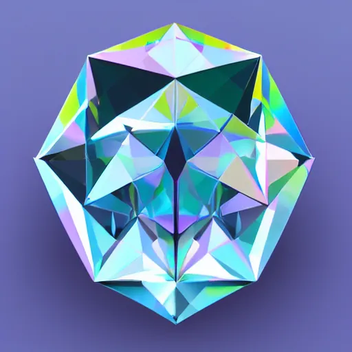 Prompt: low poly diamond, iridescent transparent, prism